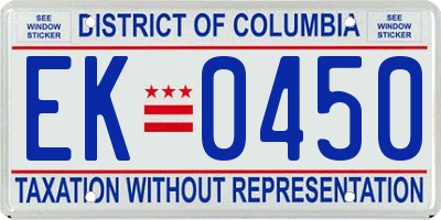 DC license plate EK0450