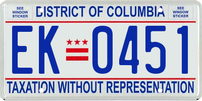 DC license plate EK0451