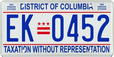 DC license plate EK0452