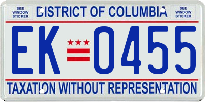 DC license plate EK0455