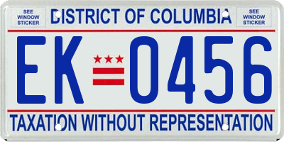 DC license plate EK0456