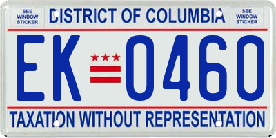 DC license plate EK0460