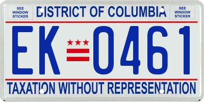 DC license plate EK0461