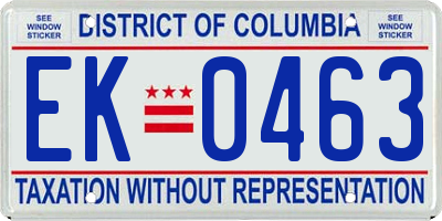 DC license plate EK0463