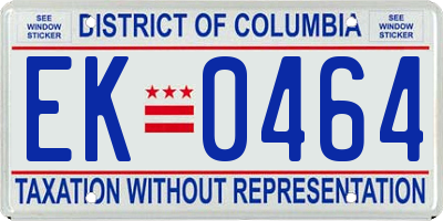 DC license plate EK0464