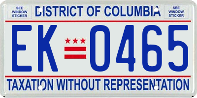 DC license plate EK0465