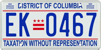 DC license plate EK0467