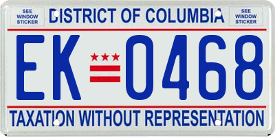 DC license plate EK0468