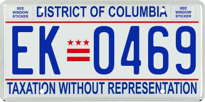 DC license plate EK0469