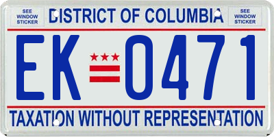 DC license plate EK0471