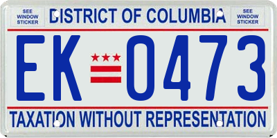 DC license plate EK0473