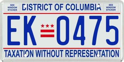 DC license plate EK0475