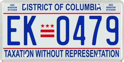 DC license plate EK0479