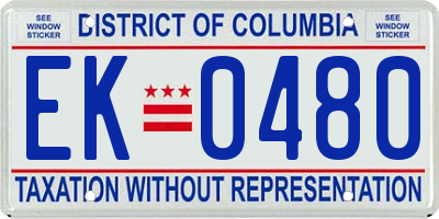 DC license plate EK0480