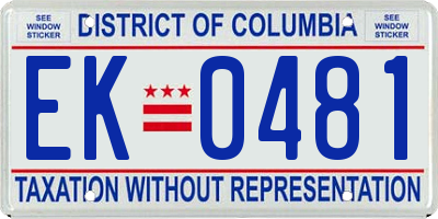 DC license plate EK0481