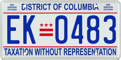 DC license plate EK0483