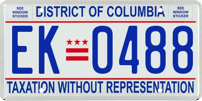 DC license plate EK0488