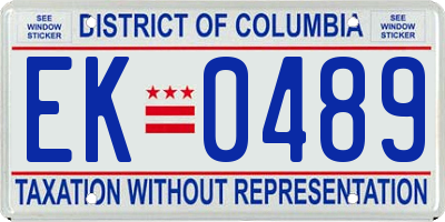 DC license plate EK0489