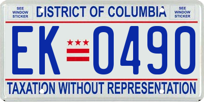 DC license plate EK0490