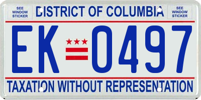 DC license plate EK0497