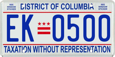 DC license plate EK0500