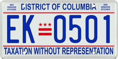 DC license plate EK0501