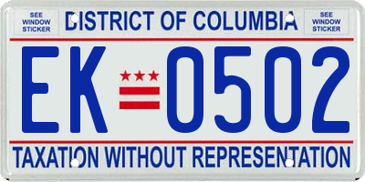 DC license plate EK0502