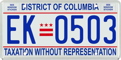DC license plate EK0503