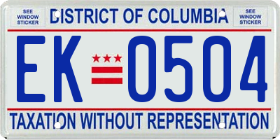 DC license plate EK0504