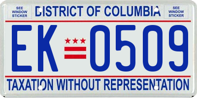 DC license plate EK0509