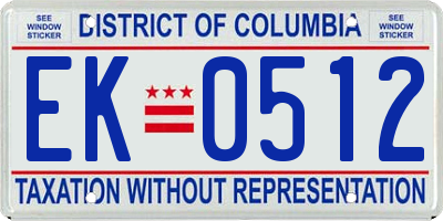 DC license plate EK0512