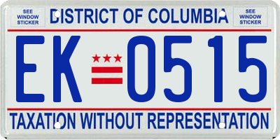 DC license plate EK0515