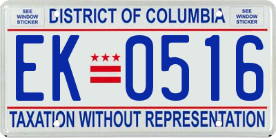 DC license plate EK0516