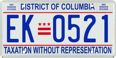 DC license plate EK0521