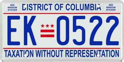 DC license plate EK0522