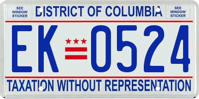 DC license plate EK0524