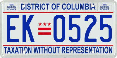 DC license plate EK0525