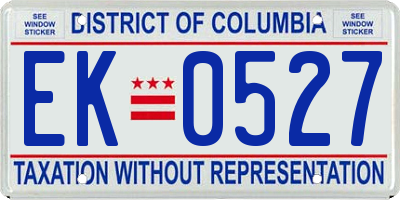 DC license plate EK0527