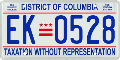 DC license plate EK0528