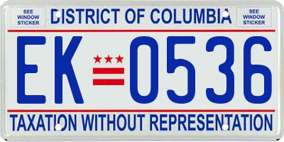 DC license plate EK0536