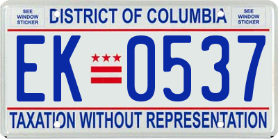 DC license plate EK0537