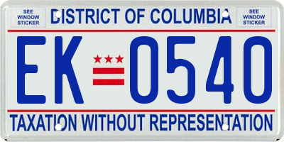 DC license plate EK0540