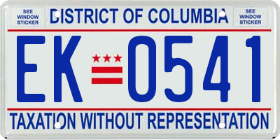 DC license plate EK0541