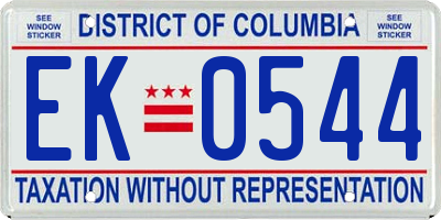 DC license plate EK0544