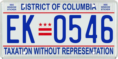 DC license plate EK0546