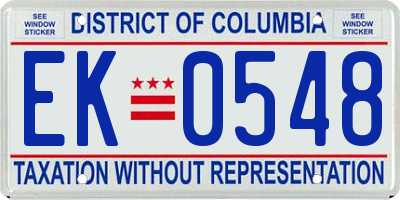 DC license plate EK0548