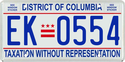 DC license plate EK0554