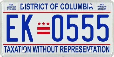 DC license plate EK0555