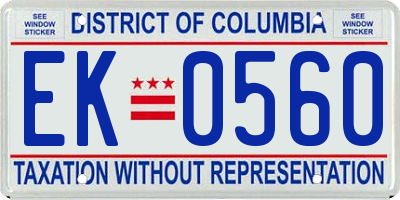 DC license plate EK0560