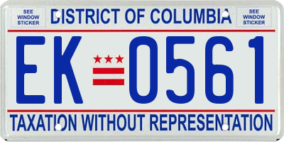 DC license plate EK0561